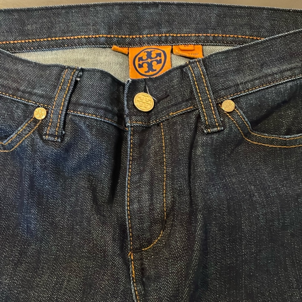 Tory Burch low rise slim flare/boot cut jeans in excellent used condition.